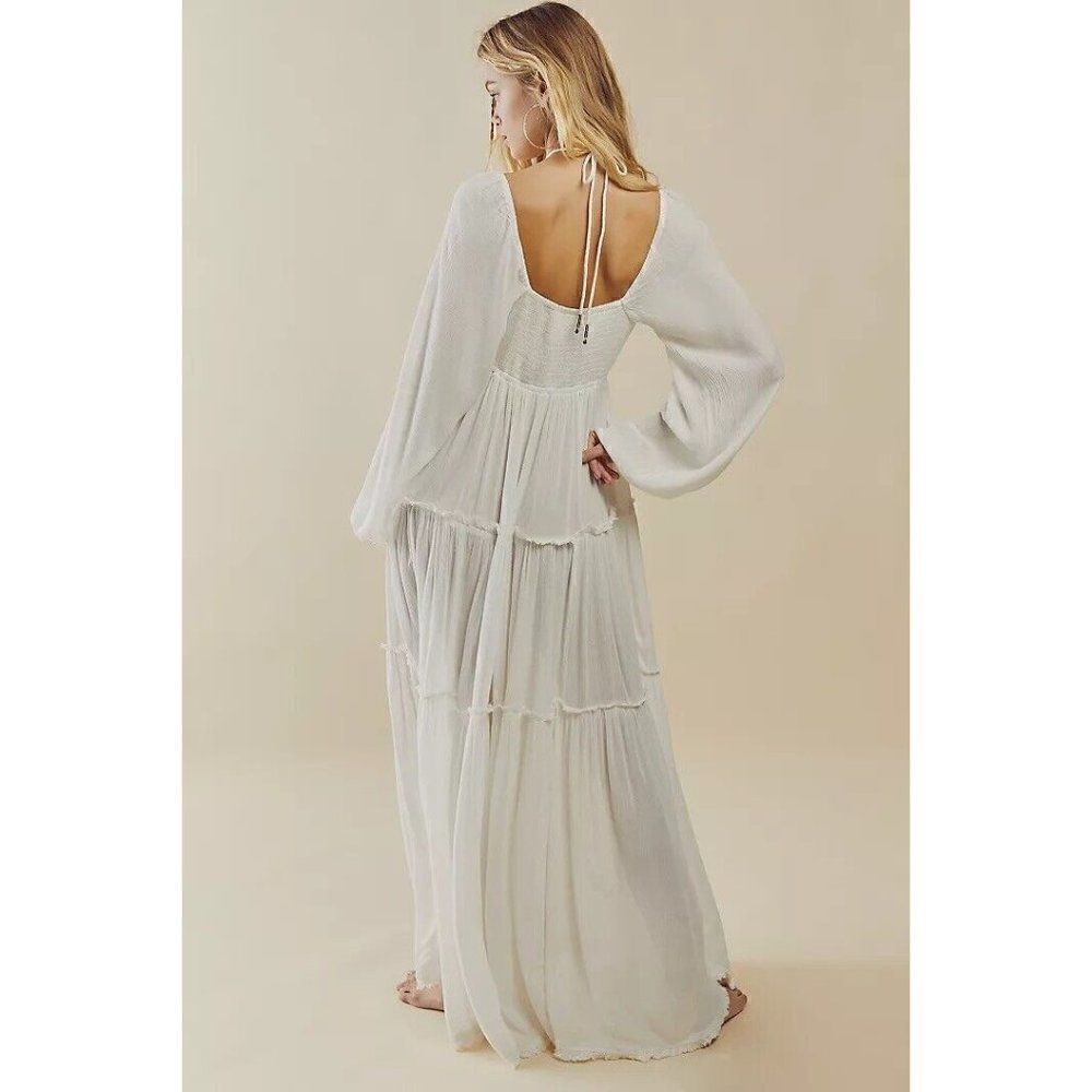 NEW FREE PEOPLE ENDLESS SUMMER AFTER DUSK MAXI DRESS IN IVORY - Picture 2 of 3